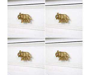 Melody Maison Set of 4 Gold Elephant Drawer Knobs