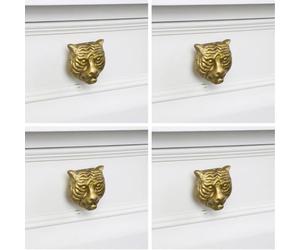 Melody Maison Set of 4 Gold Tiger Head Drawer Knobs