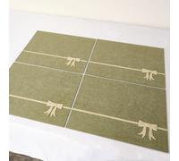 Melody Maison Set Of 4 Green Rectangular Felt Placemat With Champagne Gold Bow