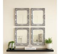 Melody Maison Set Of 4 Ornate Silver Wall Mirrors With Bevelled Glass