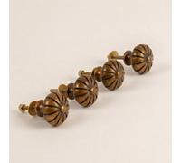 Melody Maison Set Of 4 Round Antique Brass Grooved Vintage Drawer Knobs