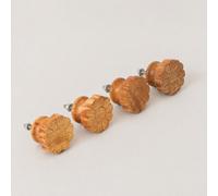 Melody Maison Set Of 4 Rustic Wooden Flower Shaped Drawer Knobs