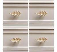 Melody Maison Set of 4 Shiny Gold Oak Leaf Drawer Knobs