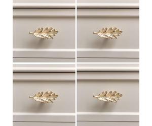 Melody Maison Set of 4 Shiny Gold Oak Leaf Drawer Knobs