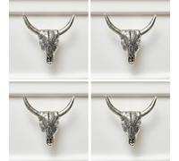 Melody Maison Set of 4 Silver Buffalo Skull Drawer Knobs