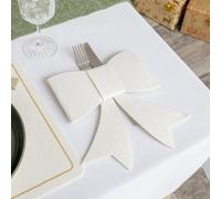 Melody Maison Set Of 4 White Felt Bow Shaped Christmas Cutlery Holders