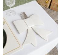 Melody Maison Set of 4 White Felt Bow Shaped Christmas Cutlery Holders