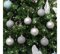 Melody Maison Set Of 8 Mixed Silver Glitter Baubles