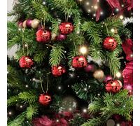 Melody Maison Set Of 8 Red Hanging Bell Christmas Decorations - 4Cm