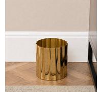 Melody Maison Shiny Gold Metal Fluted Planter Pot / Waste Bin - 15Cm X 16Cm