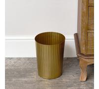 Melody Maison Shiny Gold Reeded Metal Paper Bin 21Cm X 27Cm