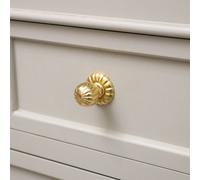 Melody Maison Shiny Gold Round Scalloped Drawer Knob With Scallop Detailed Base