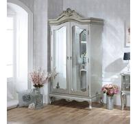 Melody Maison Silver Mirrored Double Wardrobe - Tiffany Range