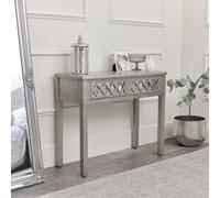 Melody Maison Silver Mirrored Lattice Console Table / Dressing Table - Sabrina Silver Range