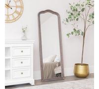 Melody Maison Slim Arched Washed Wooden Framed Leaner Mirror - 50Cm X 140Cm