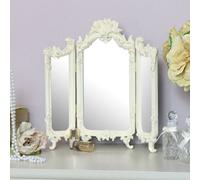 Melody Maison Small Ornate Cream Rose Triple Mirror - 38cm X 38cm | Size: 38 cm X 38 cm Melody Maison Cream 38 cm X 38 cm