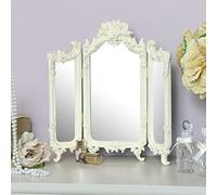 Melody Maison Small Ornate Cream Rose Triple Mirror - 38Cm X 38Cm