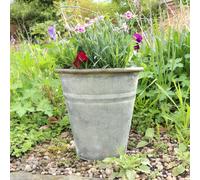 Melody Maison Small Rustic Grey Metal Bucket Planter Pot - 23Cm