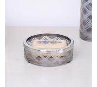 Melody Maison Smoked Patterned Glass Soap Dish With Silver Chrome Rim