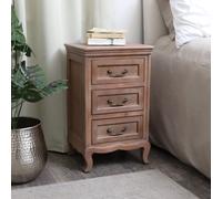 Melody Maison Solid Wood 3 Drawer Bedside Table - Hessian Range in Brown Melody Maison Brown