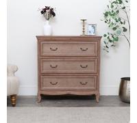Melody Maison Solid Wood 3 Drawer Chest Of Drawers - Hessian Range