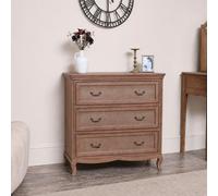Melody Maison Solid Wood 3 Drawer Chest Of Drawers - Hessian Range in Brown Melody Maison Brown