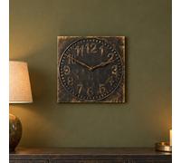Melody Maison Square Black & Antique Gold Distressed Wall Clock - 50Cm X 50Cm
