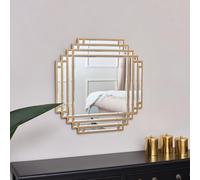 Melody Maison Square Gold Art Deco Fan Wall Mirror 55cm X 55cm | Size: 55 cm X 55 cm Melody Maison Gold 55 cm X 55 cm