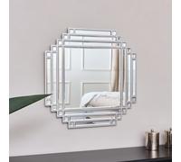 Melody Maison Square Silver Art Deco Fan Wall Mirror 55cm X 55cm | Size: 55 cm X 55 cm Melody Maison Silver 55 cm X 55 cm
