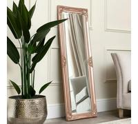 Melody Maison Tall Ornate Rose Gold Pink Mirror - 47cm x 142cm