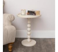 Melody Maison Taupe Painted Round Wooden Bobble Side Table - 45Cm X 56.5Cm