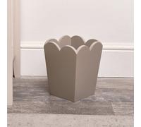 Melody Maison Taupe Wooden Scalloped Edge Waste Paper Bin - 18.5Cm X 25Cm