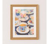 Melody Maison Textured Watercolour Teacups Wall Art / Print With A Gold Frame - 40Cm X 50Cm