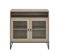 Melody Maison Two Door Reeded Glass Display Cabinet - Hesley Nordic Wood Range in Brown Melody Maison Brown