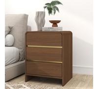 Melody Maison Walnut Brown 3 Drawer Bedside Table - Meridian Walnut Range