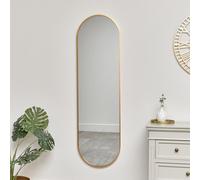 Melody Maison Warm Gold Oval Framed Wall Mirror 140Cm X 40Cm