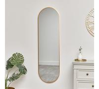 Melody Maison Warm Gold Oval Framed Wall Mirror 140cm X 40cm in Metallic Gold | Size: 140 cm X 40 cm Melody Maison Metallic Gold 140 cm X 40 cm