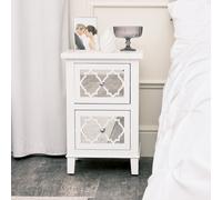 Melody Maison White Mirrored Lattice Bedside Table - Sabrina White Range Melody Maison White
