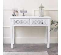 Melody Maison White Mirrored Lattice Console Table / Dressing Table - Sabrina White Range