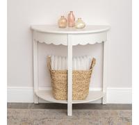 Melody Maison White Scalloped Half Moon Console Table With Shelf - 78Cm X 80Cm