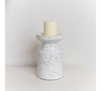 Melody Maison White Speckled Metal Round Pillar Candle Holder - 18Cm
