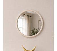 Melody Maison White Washed Wooden Round Wall Mirror - 50Cm X 50Cm