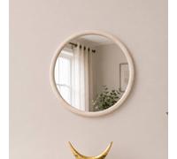 Melody Maison White Washed Wooden Round Wall Mirror - 50cm X 50cm in Off-White | Size: 50 cm X 50 cm Melody Maison Off-White 50 cm X 50 cm