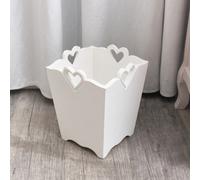 Melody Maison White Wooden Bin With Heart Cut Out