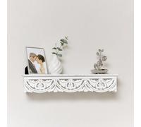 Melody Maison White Wooden Carved Boho Wall Shelf - 60Cm