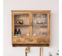 Melody Maison Wooden Glass Wall Cabinet in Light Brown Melody Maison Light Brown