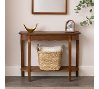 Melody Maison Wooden Half Moon Console Table With Shelf - Ashwell Range in Brown Melody Maison Brown