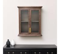 Melody Maison Wooden Reeded Glass Wall Cabinet in Light Brown Melody Maison Light Brown