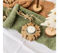 Melody Maison Wooden Snowflake Shaped Tealight Holder - 10Cm