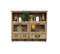 Melody Maison Wooden Wall Mounted Cupboard With Hooks in Natural Melody Maison Natural